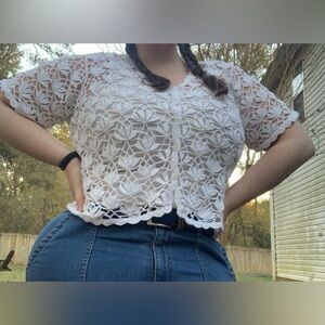White Lace Crochet Women’s Cardigan